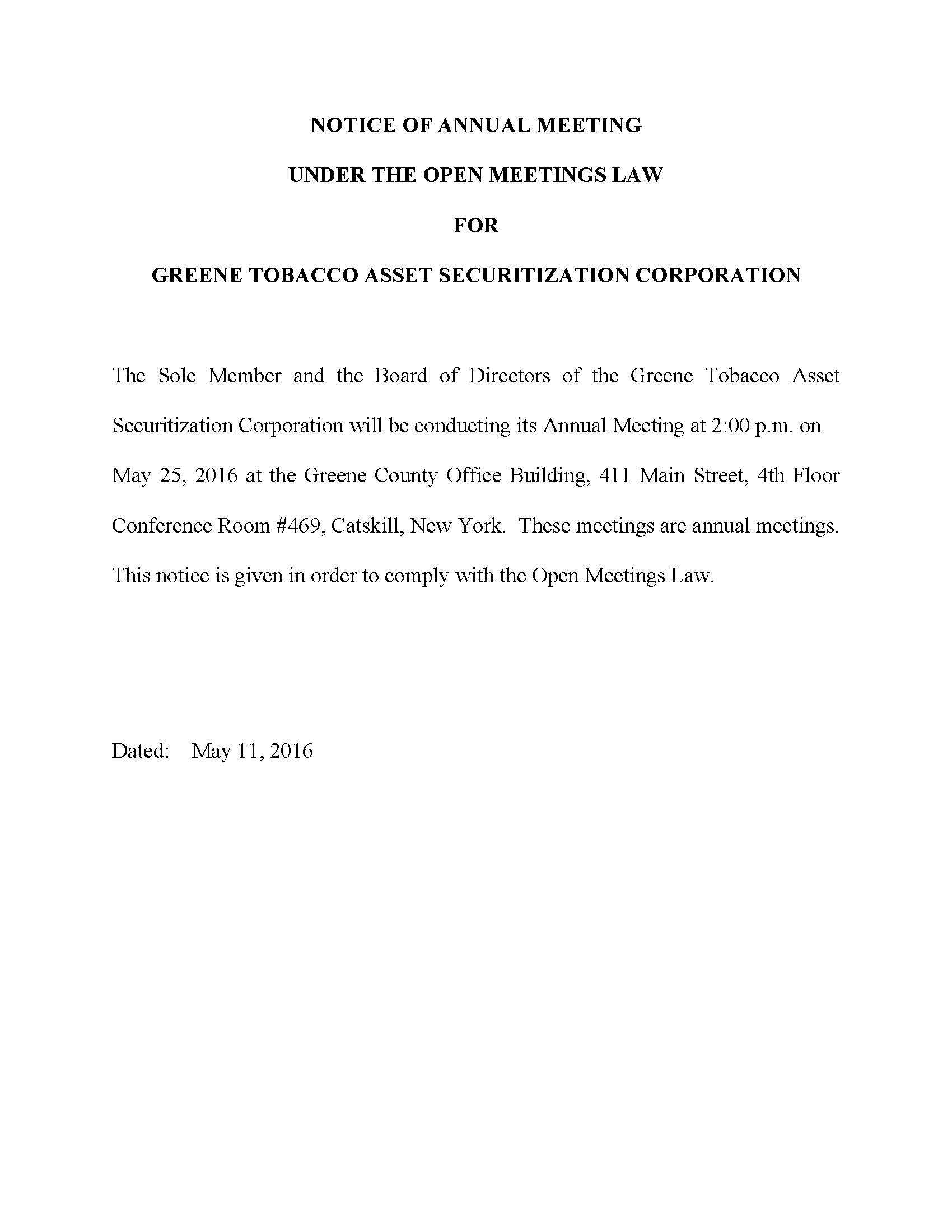 Public Notice - Greene TASC Annual Meeting - 2016