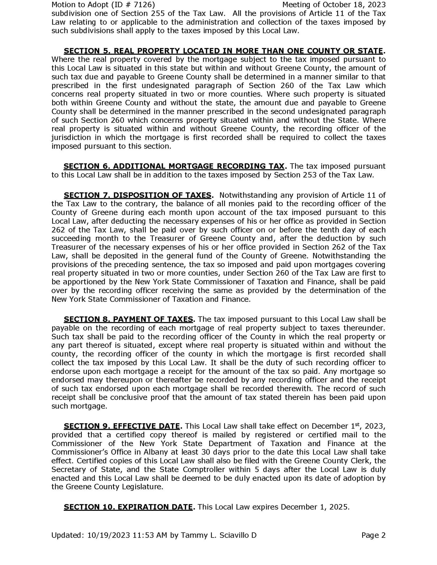 Local Law No. 5 of 2023 Page 2