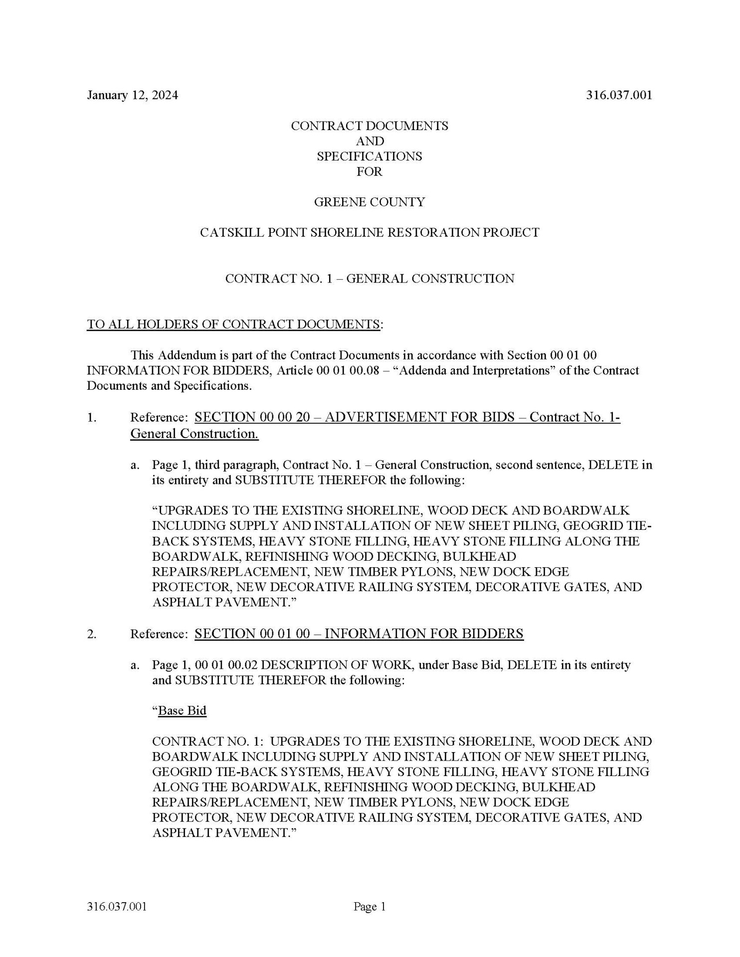 1 Addendum No. 1 Shoreline Project Page 01
