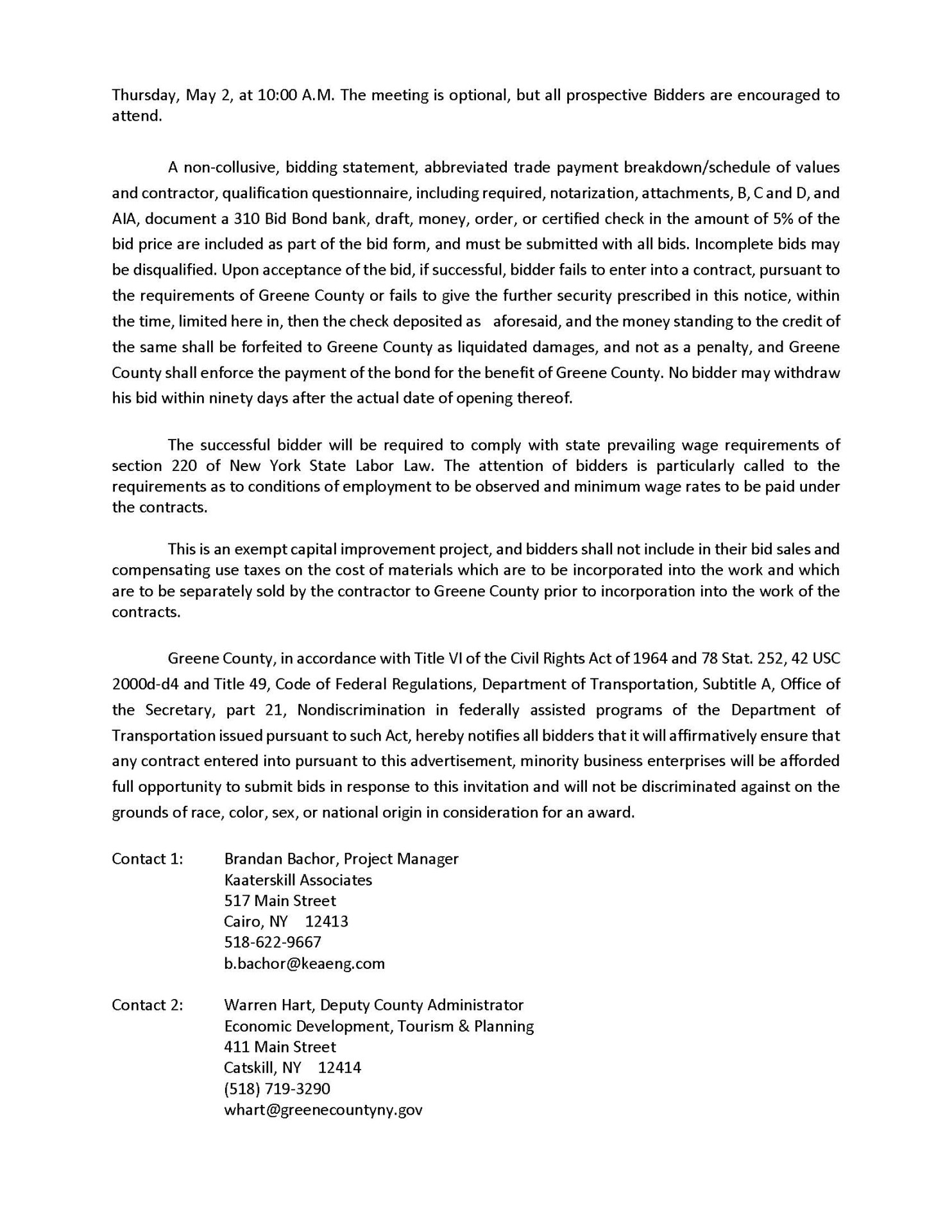 Visitor Center Project Legal Notice for Advertisement Page 2