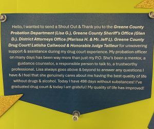 Probation Department (Lisa G.), Greene County Sheriff's Office (Glen D.), District Attorney's Office (Marissa H. & Jeff L.)